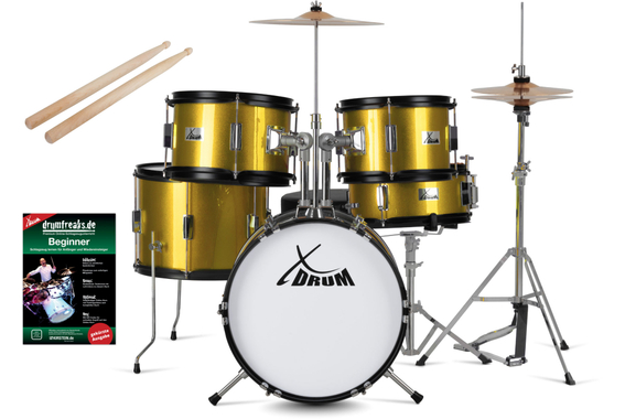 XDrum Junior Pro Kinder Schlagzeug Sunset Gold Sparkle inkl. Schule  - Retoure (Zustand: sehr gut) image 1