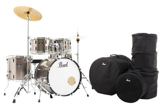 Pearl RS505C/C707 Roadshow Drumset Bronze Metallic Set mit Taschen image 1