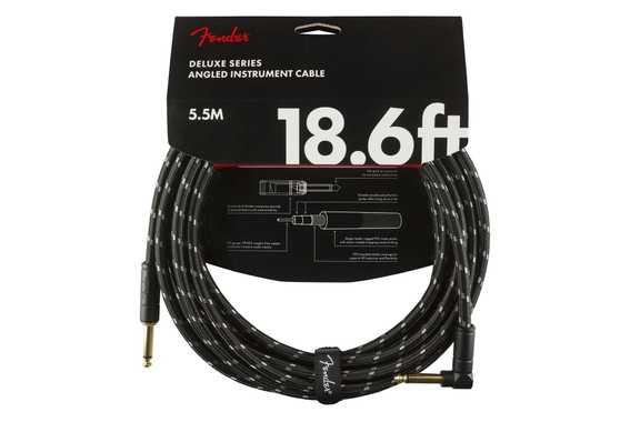 Fender Deluxe Series Cable Angled 5,5m Black Tweed image 1