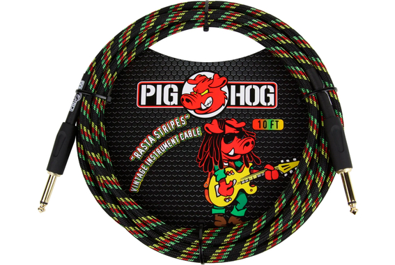 Pig Hog "Rasta Stripes" Câble Pour Instrument 3m image 1
