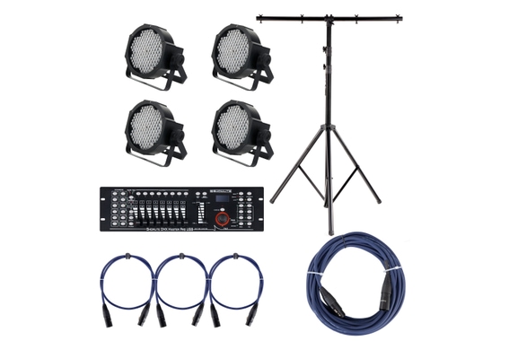 Showlite FLP-144W Floodlight 4-piece SET incl. DMX Controller, Master Pro USB, Stand and Cable image 1