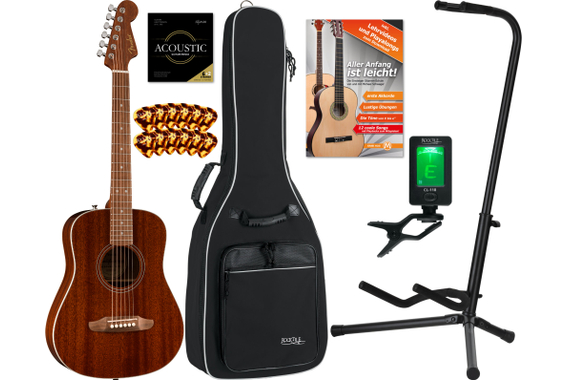 Fender California Standard Redondo Mini Spruce Top Natural Sapele Starter Set image 1