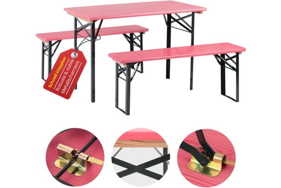 Stagecaptain Hirschgarten Bierzeltgarnitur für Balkon 117 cm Pink  - Retoure (Zustand: gut) image 1