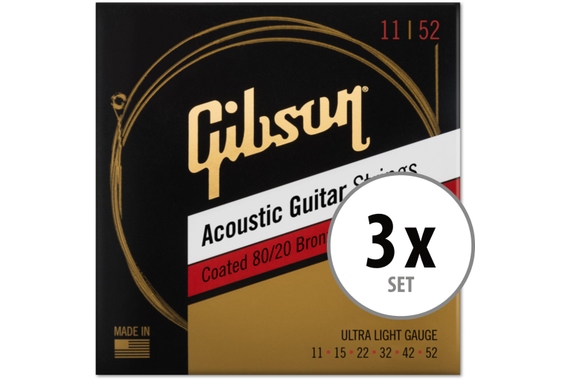 Gibson SAG-CBRW11 Coated 80/20 Bronze 3x Set image 1