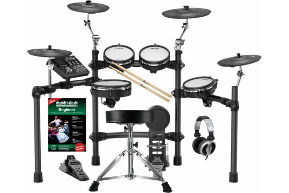 NUX DM-7X E-Drumset Komplettset mit Kopfhörer, Hocker, Schule und Sticks image 1