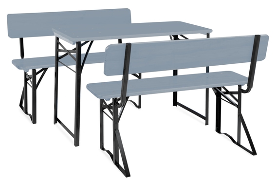 Stagecaptain BBDL-119 GY Set de mesa y bancos con respaldo para el balcón 119 cm color gris image 1