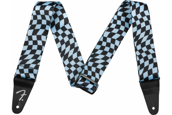 Fender Wavy Checkerboard Polyester Strap 2" Blue image 1