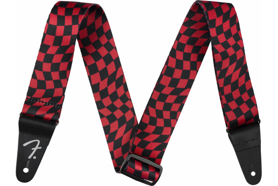 Fender Wavy Checkerboard Polyester Strap 2" Red image 1