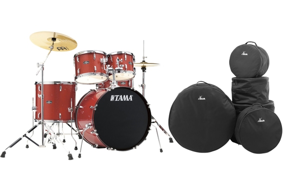 Tama ST52H5-CDS Stagestar Drumkit Candy Red Sparkle Taschen Set image 1