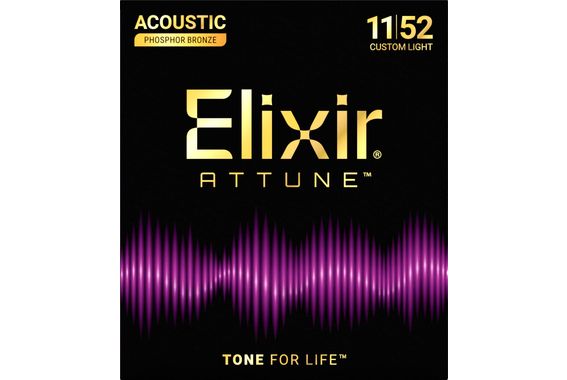 Elixir Attune Phosphor Bronze Acoustic Guitar Strings Custom Light 11-52 image 1