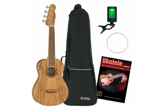 Fender Zuma Exotic Konzert Ukulele Natural Spalted Maple Set image 1