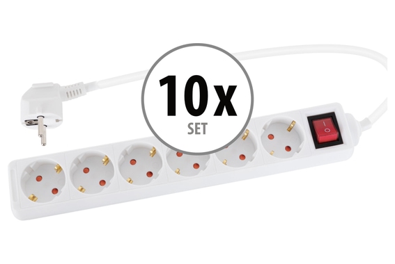 Stagecaptain PSSH-6 Power Strip with Switch, white set of 10 image 1