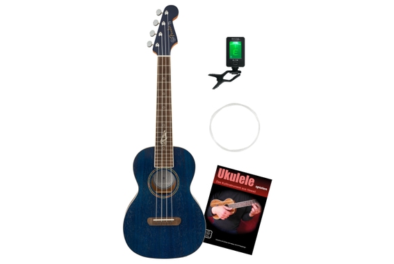 Fender Dhani Harrison Ukulele Sapphire Blue Transparent Set image 1