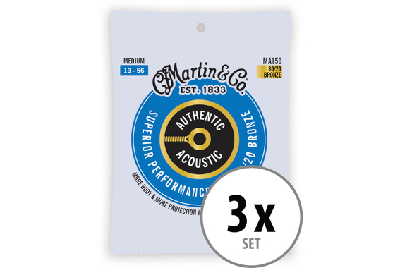 Martin Guitar MA150 Authentic Acoustic SP 80/20 Bronze Medium 3x Set image 1
