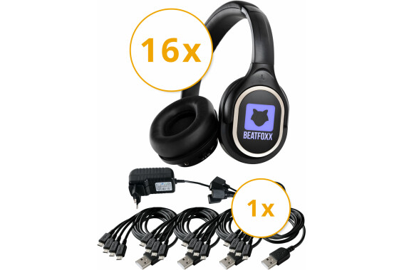 Beatfoxx SDH-340/16 USB-C Silent Disco V2 Kopfhörer Set + Ladegerät image 1