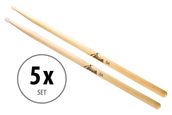 XDrum Drum Sticks 5A Nylon Tip 5 pairs image 1