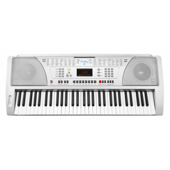 FunKey 61 WH synthétiseur, y compris alimentation et pupitre, blanc