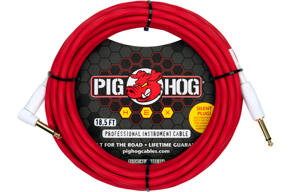 Pig Hog Hex Series Silent Kabel 5,6m Winkel Candy Apple Red image 1