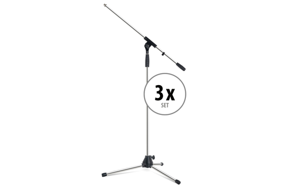 Pronomic Supporto Microfono MS-25C Pro Cromo Set da 3 image 1