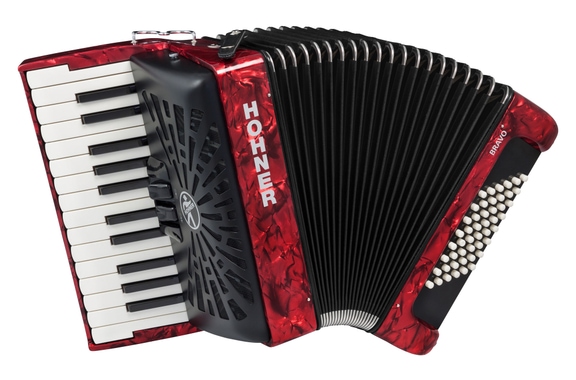 Hohner Bravo II 48 SilentKey Rood image 1