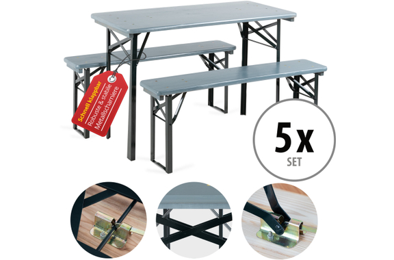 Stagecaptain Hirschgarten Bierzeltgarnituur voor Balkon 117 cm Grijs 5x Set image 1