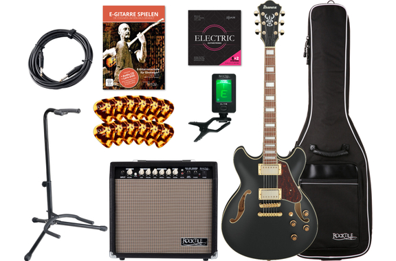 Ibanez AS73G-BKF Guitare Black Flat Set image 1
