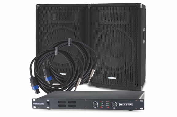 McGrey PA Set DJ-01, 2x 10" Speaker, 1x Power Amp, 2x Cables, 200W RMS image 1