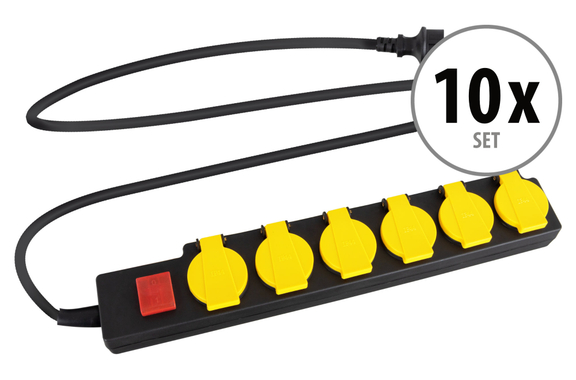 Stagecaptain OPSS-6 YE Multiprise Extérieure 6 Prises Avec Interrupteur IP44 Lot De 10 image 1