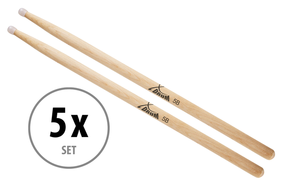 5 Paar XDrum Drumsticks 5B Nylon Tip image 1