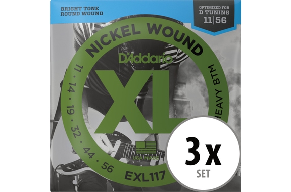 D'Addario EXL117 Medium Top/Extra Heavy Bottom 3x Set image 1