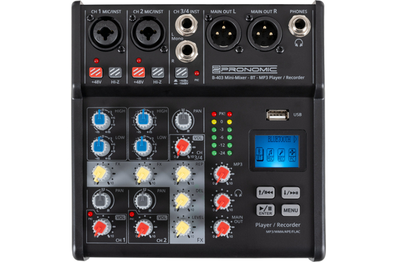 Pronomic B-403 Mini Mixer with Bluetooth and USB Recording image 1