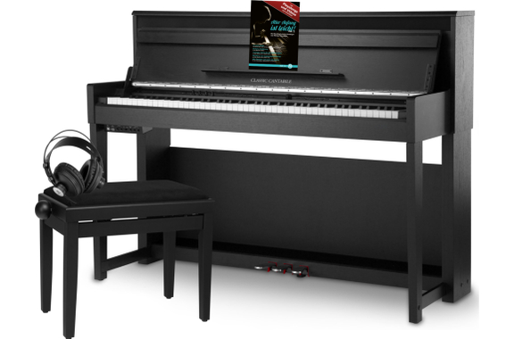 Classic Cantabile UP-1Plus SM Pianoforte Digitale Verticale Nero Opaco Set image 1