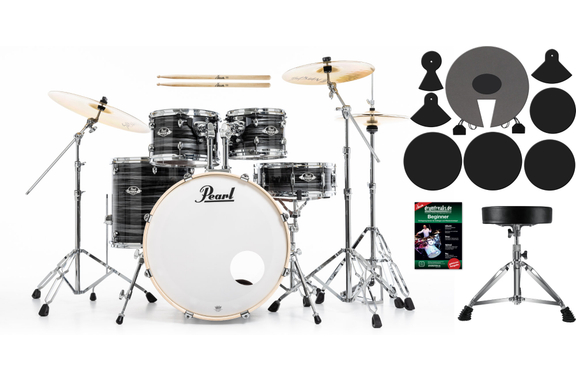 Pearl Export EXX725SNBR/C778 Drumkit Graphite Silver Twist Beginner Set image 1