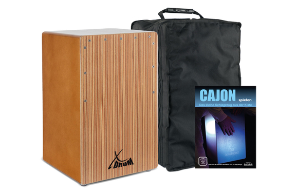 XDrum Cajon El Bajo Bass Port Walnut/Zebra Set incl. Escuela de Cajón y Funda image 1