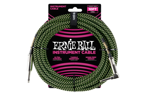 Câble Instrument Ernie Ball 6077 3,05 m Noir/Vert image 1