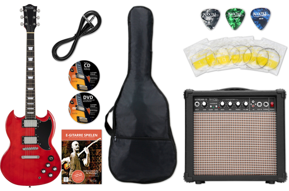 Rocktile Pro S-Red Guitarra Eléctrica Heritage Starter Set + Set de Accesorios + Amp image 1