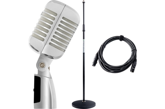Pronomic DM-66S Microphone Dynamique Elvis Argent/Blanc Set image 1