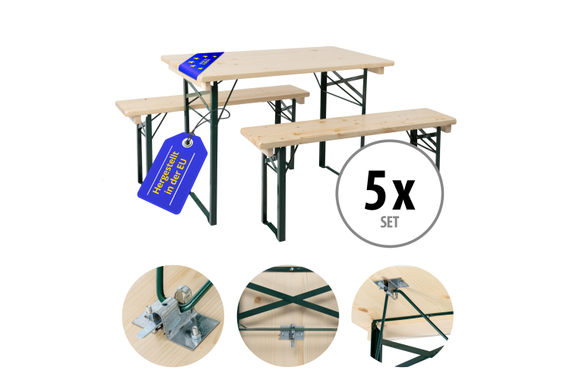 Stagecaptain Hirschgarten Beer Tent Set for Balcony 110 cm Natural 5x Set image 1