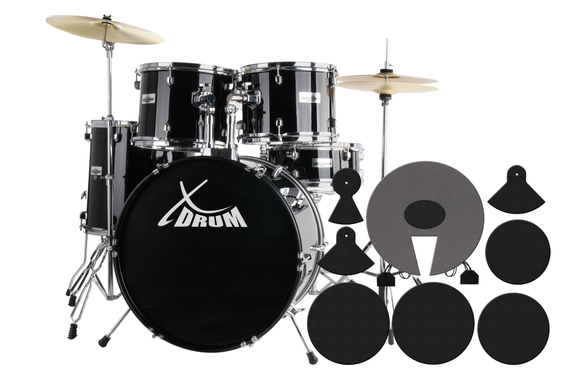XDrum Semi 22" Standard Drum Set Midnight Black Set + Dampers image 1