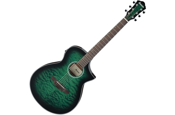 Ibanez AEWC16QA-TEH Westerngitaar Transparant Emerlad Burst Top Nat High Gloss image 1