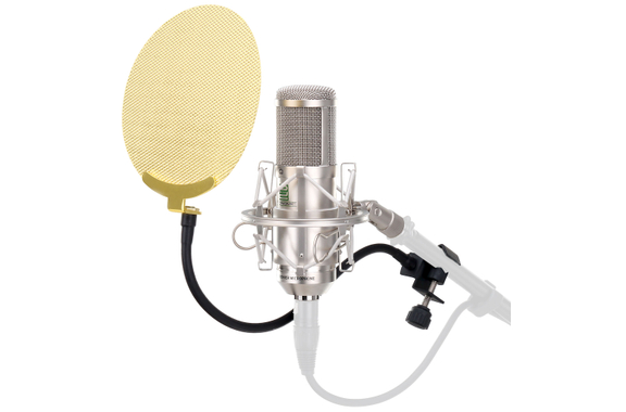 Pronomic CM-100S Studio Condensatormicrofoon zilver Set incl. gouden popfilter image 1