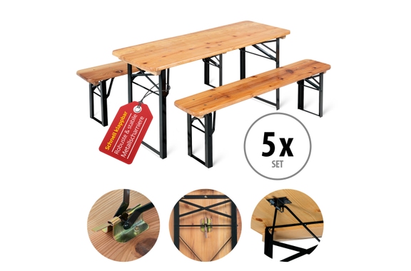 Stagecaptain BBK-110 Hirschgarten Conjunto Infantil Para Carpa Festiva 110 cm Natural Set de 5 image 1