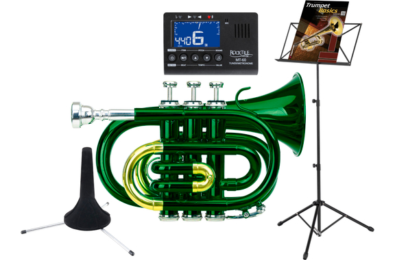 Classic Cantabile TT-400 Bb-Pockettrompet Groen Starterset image 1