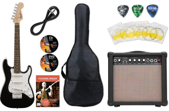 Squier Mini Stratocaster V2 LRL Black Starter Set image 1