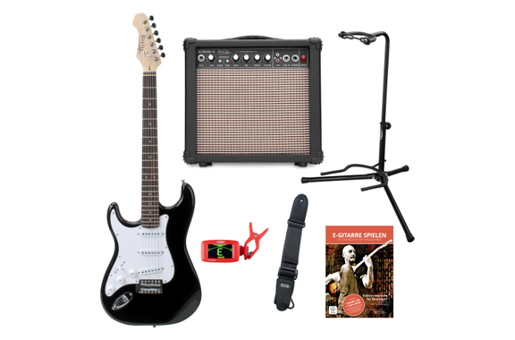 Rocktile Pro ST3-BK/RW-L Chitarra Elettrica Lefty Black Set image 1