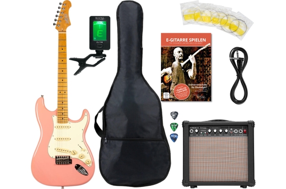 Jet Guitars JS-300 Guitare Électrique Burgundy Pink Set image 1