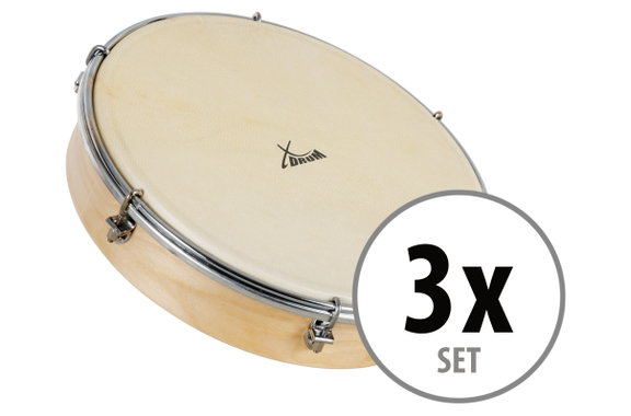 XDrum HTM-12S 12" Tambor De Mano Con Piel Natural Set De 3 image 1