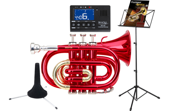 Classic Cantabile TT-400 Bb-Pockettrompet Rood Starterset image 1