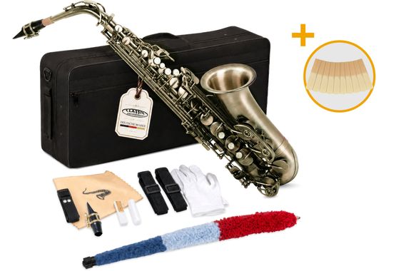 Classic Cantabile AS-450 Antique Yellow Eb Altsaxofoon Set image 1