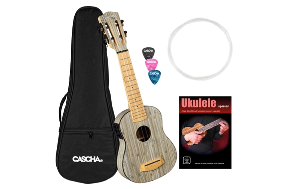 Cascha 2315E Bamboo Sopran Ukulele Graphit Set image 1